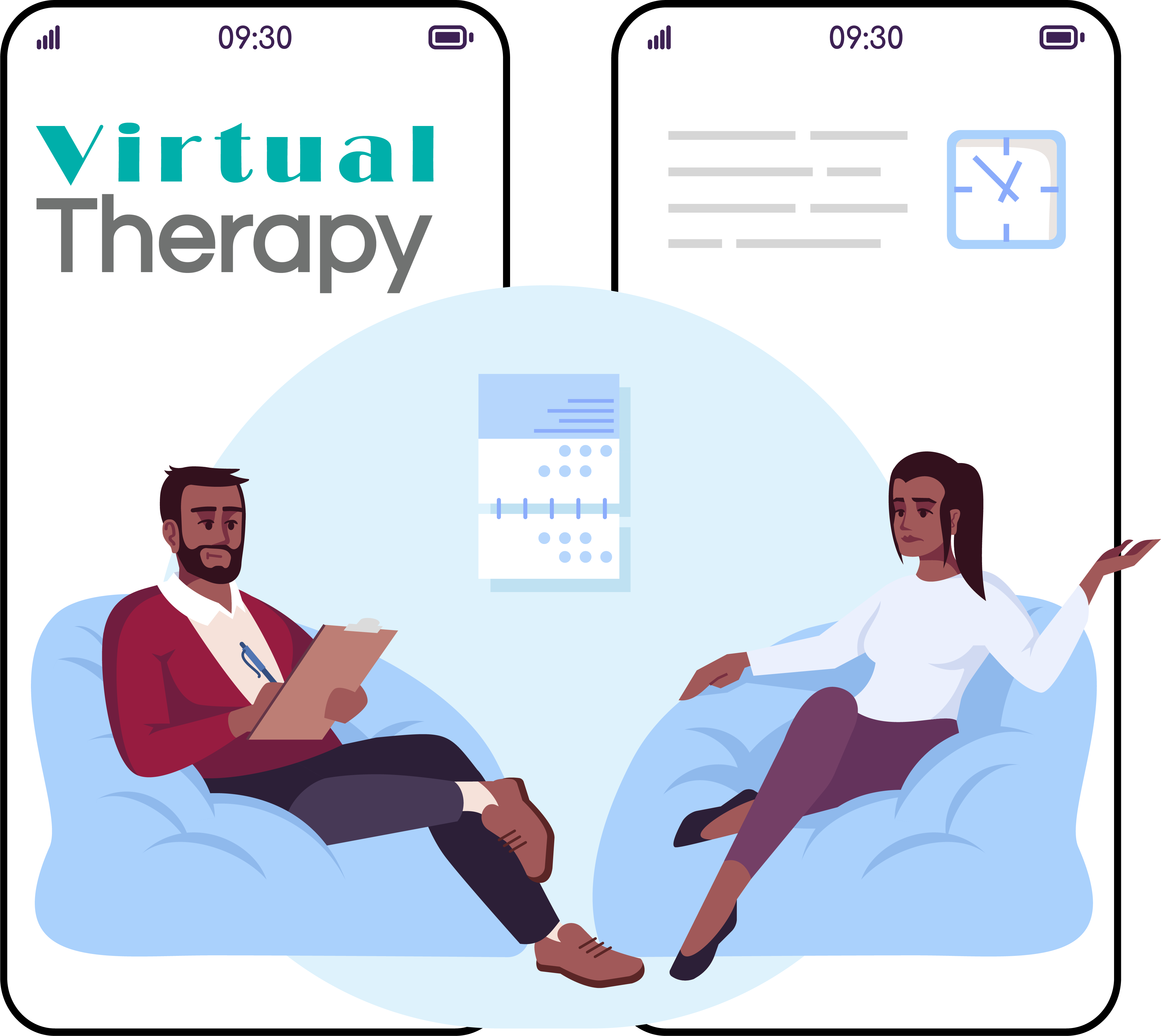 Virtual therapy graphic.